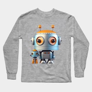 Cute Vintage Robot with Sidekick Long Sleeve T-Shirt